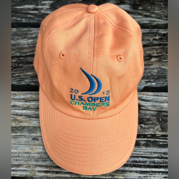 US Open 2015 Chambers Bay Orange Golf Hat Cap USGA Member Adjustable Strap - Picture 1 of 8
